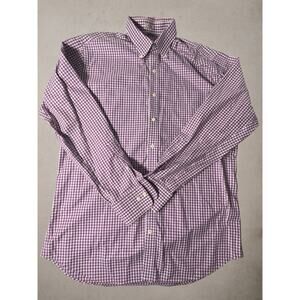 Peter Millar Nanoluxe Shirt Men’s L Purple White Check Easy Care Button Down